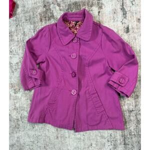 Ambition Womens Lightweight Pink Trench Coat Jacket Size M Y2K Fall 100% Cotton